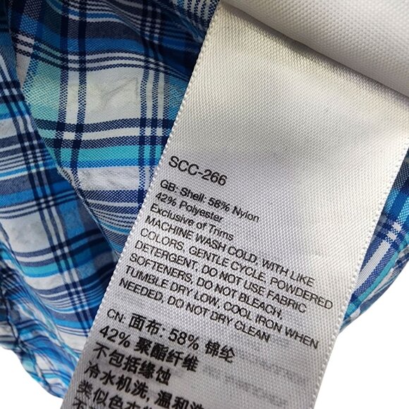 Marmot Mens‎ Blue Plaid Short Sleeve Button-Up Shirt L Nylon/Polyester - Picture 4 of 8